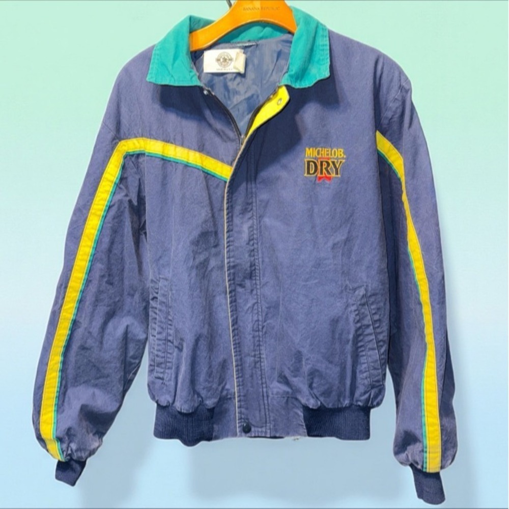 Vintage Michelob Dry Jacket Made In USA Full‎ Zip Size Medium